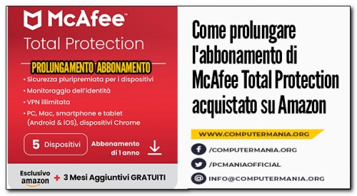 Come prolungare l&#039;abbonamento di McAfee Total Protection acquistato su Amazon